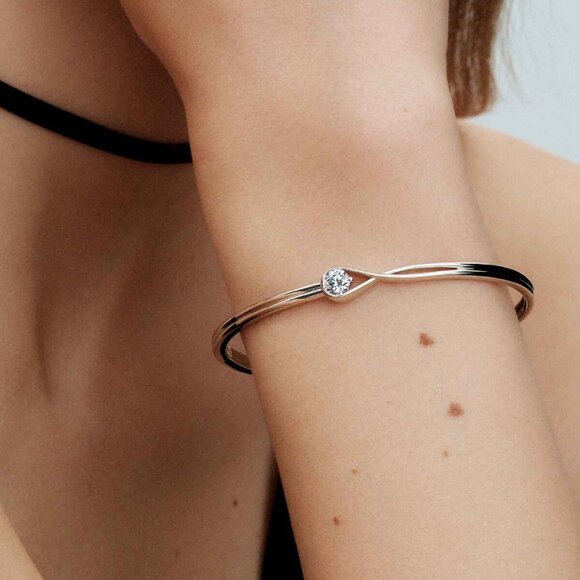 ✨ Rare Pandora Infinite 14k White Gold Diamond Bangle | 0.25 ct TW | 8” | Size M - Picture 9 of 9